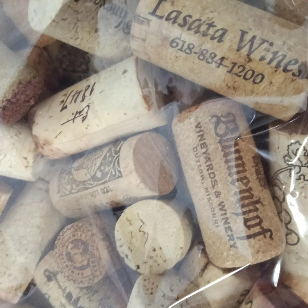 Lot of Used Natural Wine Corks With Historic Route 66 & Midwest Wineries Crafts